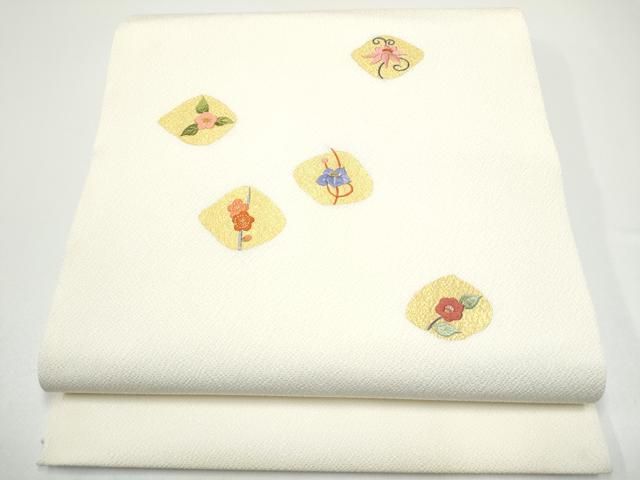 平和屋着物●中国三大刺繍　九寸開き名古屋帯　舞花文　金彩　正絹　逸品　CABG6113hy