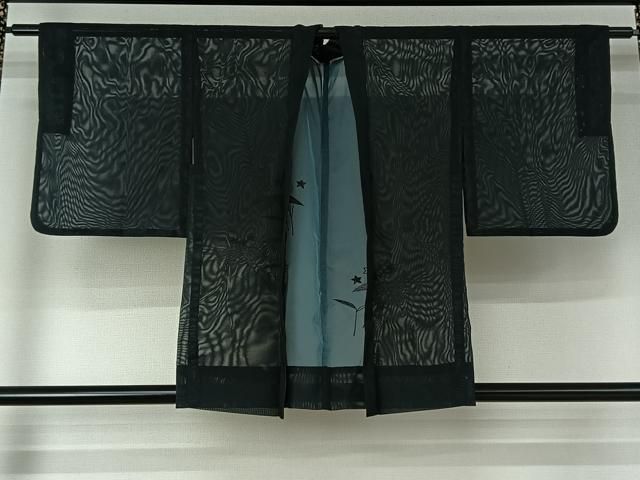 平和屋着物▽羽織　スリーシーズン　春夏秋　塵除け　笹竹花文　正絹　逸品　AABJ3138ck