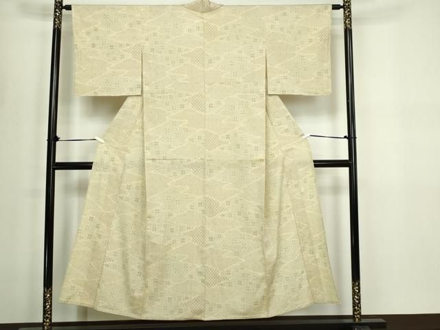 平和屋着物▽本塩沢　単衣　吉祥文　正絹　逸品　DABF8805sf