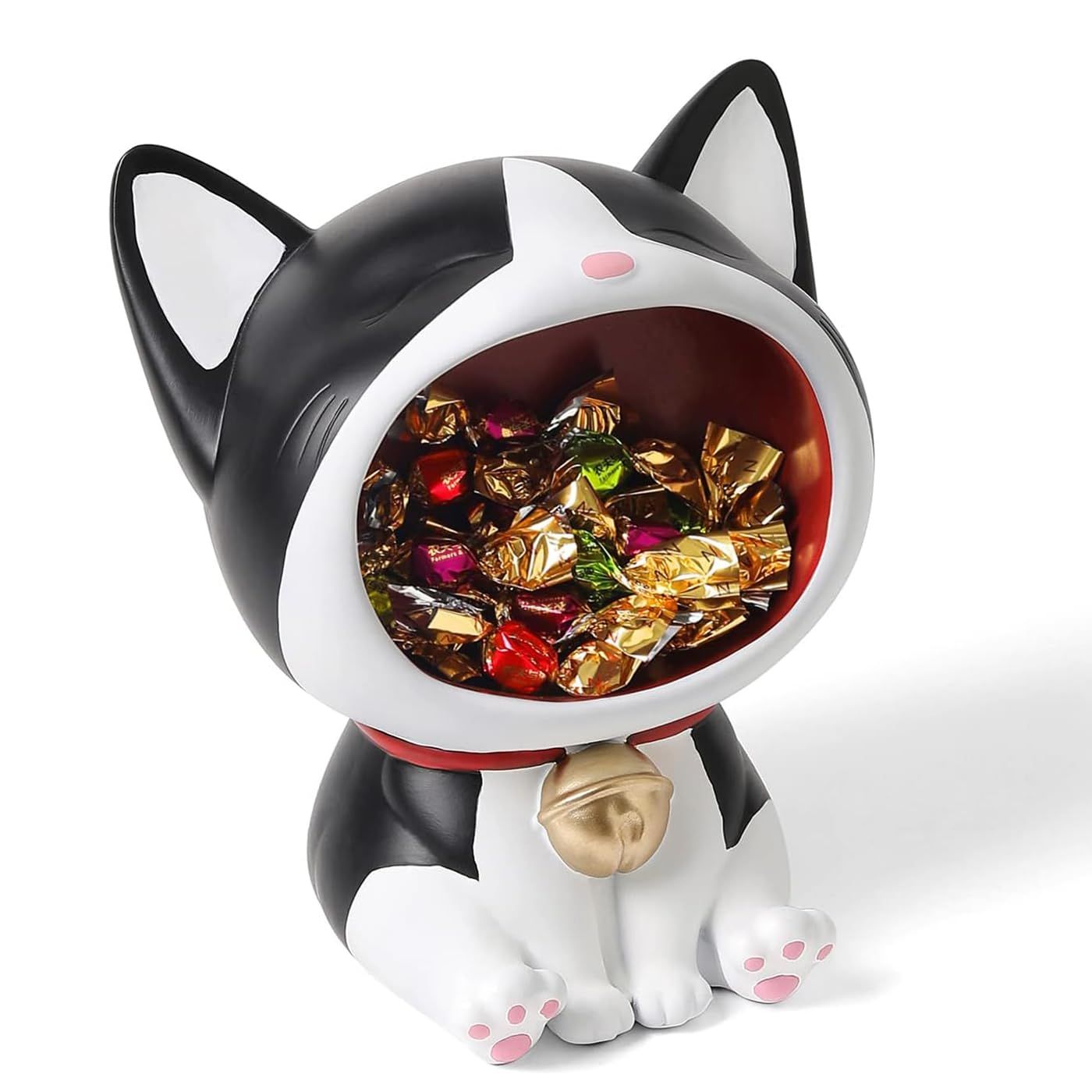 皿を捧げるネコ ねこ 猫ちゃん キー収納 金属 トレイ 鍵置き 小物収納 玄関収納 卓上置物 収納トレイ 動物像 彫刻装飾 玄関 ペットサイトテープル 化粧卓 口紅スタンド 財布 コイン キャンディー皿 樹脂製品 インテリア おしゃれ 動物 フィギュア XMt