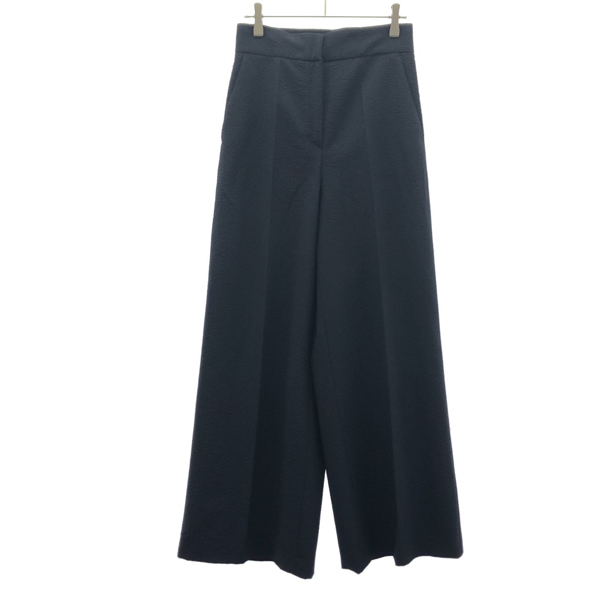 MaxMara マックスマーラ シアサッカーワイドトラウザーパンツ ネイビー 38