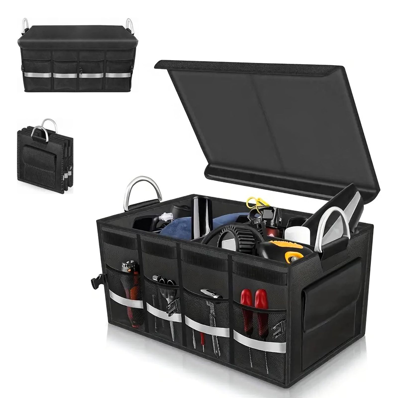 WAIZY 車用収納ボックス 車用 収納ケース (黒, 50*35*30cm)t
