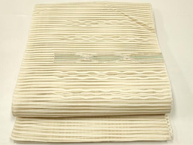 平和屋着物＊夏物　八寸名古屋帯　すくい織　幾何学文様　金銀糸　正絹　逸品　未使用　CABH5777rv