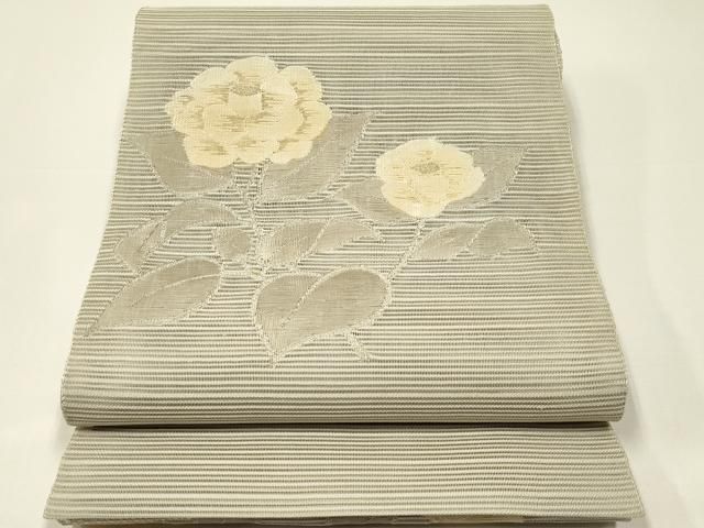 平和屋着物＊夏物　八寸名古屋帯　絽綴れ　草花文　金糸　正絹　逸品　CABH5779rv
