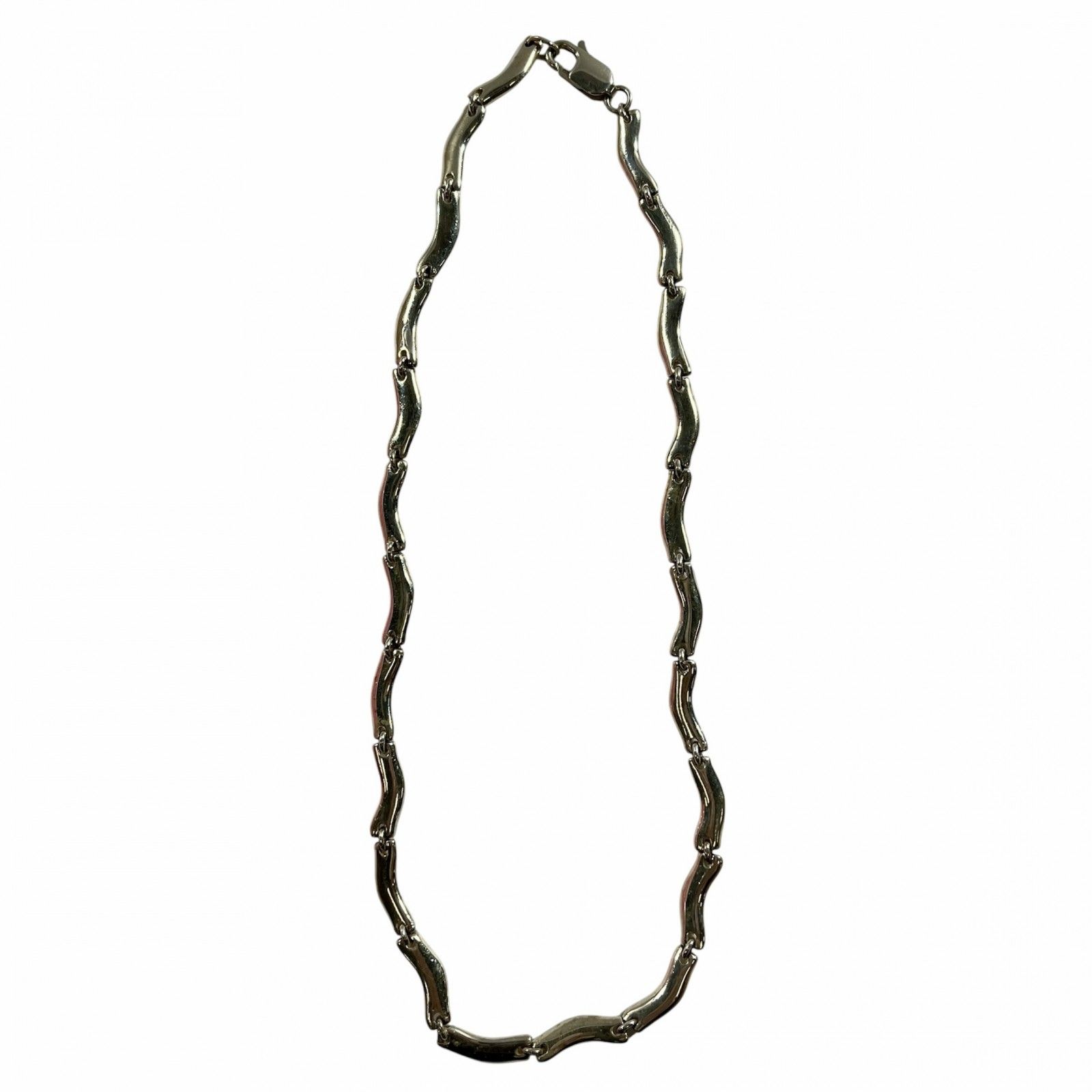 ★ シルバー 925 刻印 ヴィンテージ ネックレス ウェーブ 40cm 26g 現状品