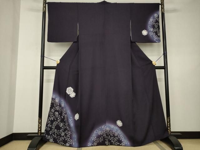 平和屋着物●訪問着　刺繍　飾花文　丹後ちりめん　暈し染め　金糸　銀彩　反端付き　さが美扱い　正絹　逸品　AABJ3146ck