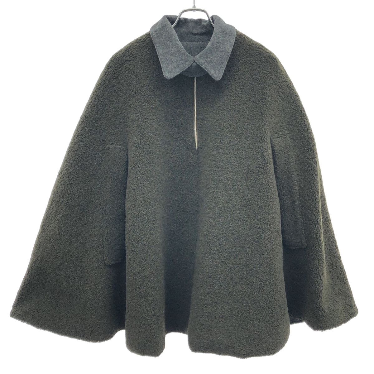 CLANE クラネ REVERSIBLE BOA MILITARY CAPE COAT リバーシブルケープコート 13104-0602 カーキ×グレー 2
