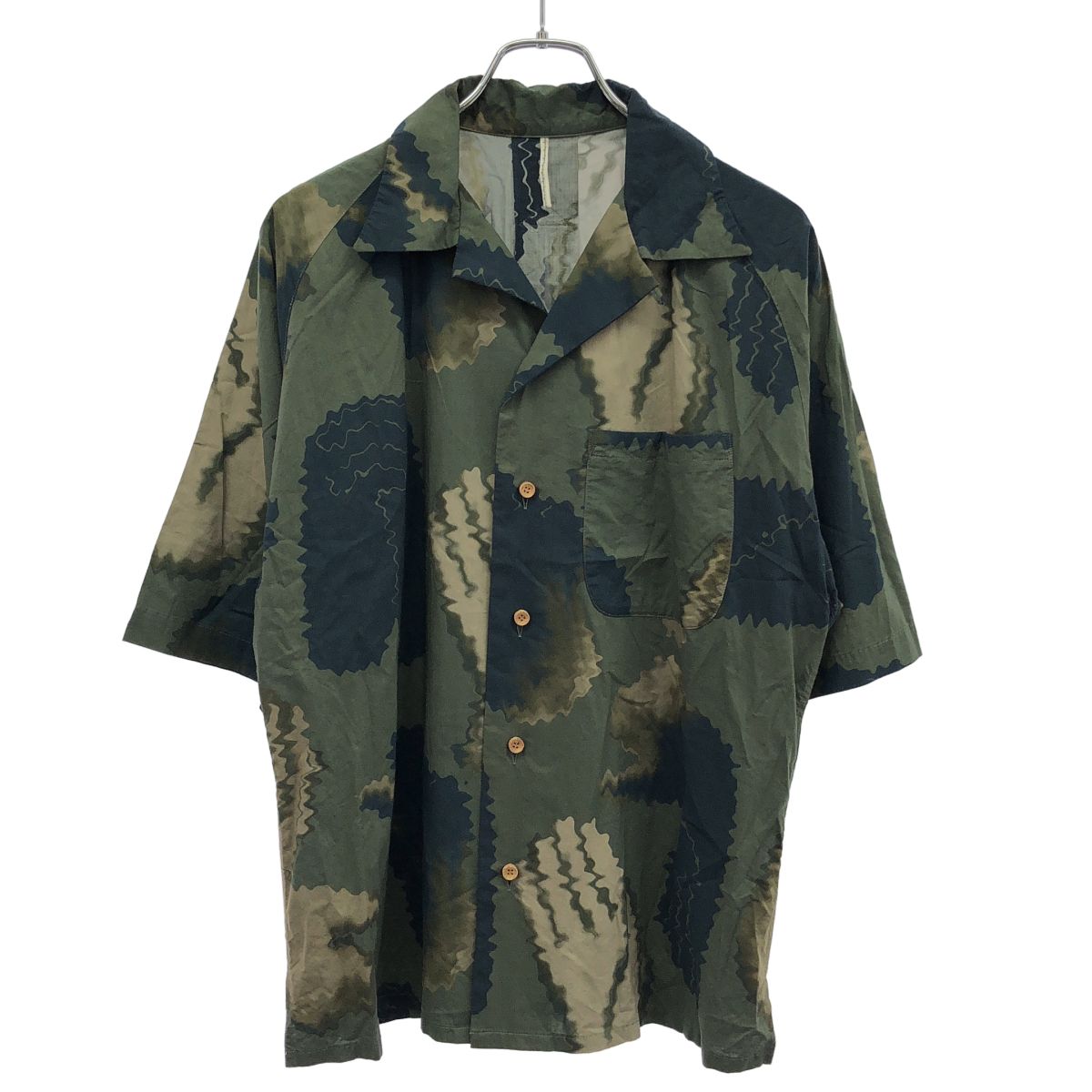 m's braque エムズブラック 24SS ラグランアロハシャツ 241302 グリーン系 38