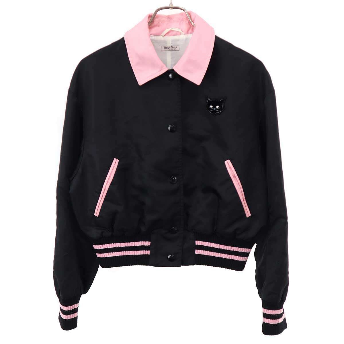 miu miu ミュウミュウ 19SS キャットワッペンサテンスタジャン ML545