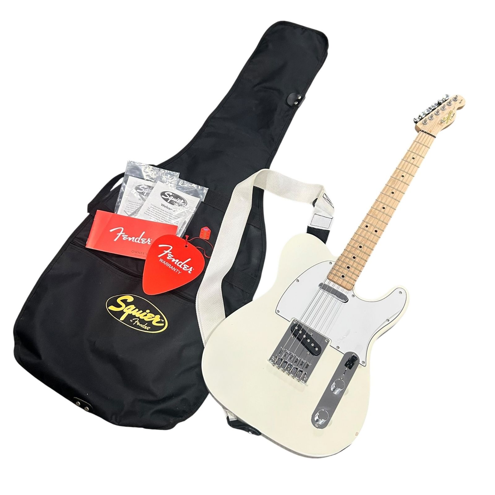■Squier by Fender Affinity Telecaster White テレキャスター エレキギター 動作確認済み ソフトケース付 欠けあり2577883,2577883
