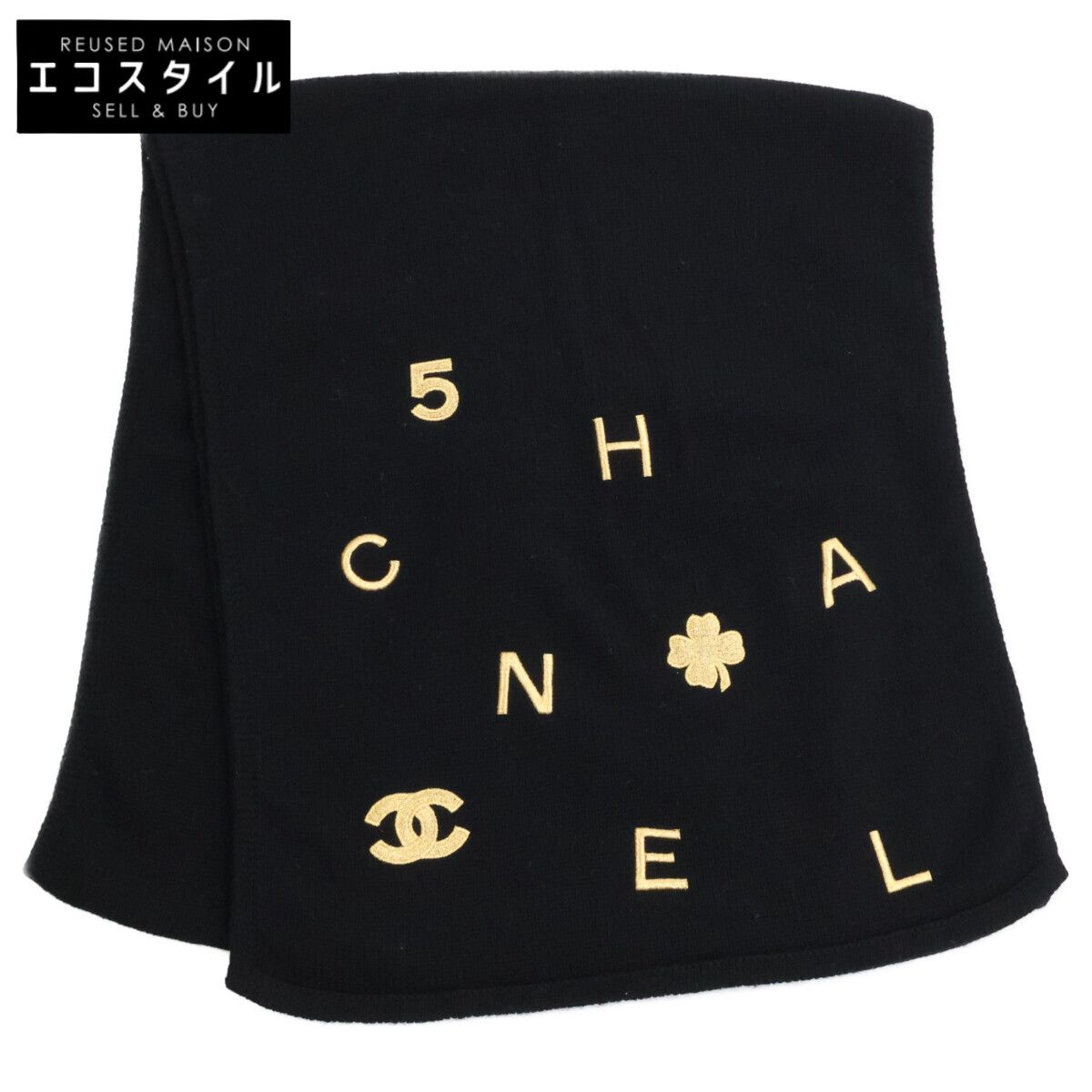 CHANEL　シャネル　【美品】クローバー ココマーク刺繍 カシミヤ 108,296円