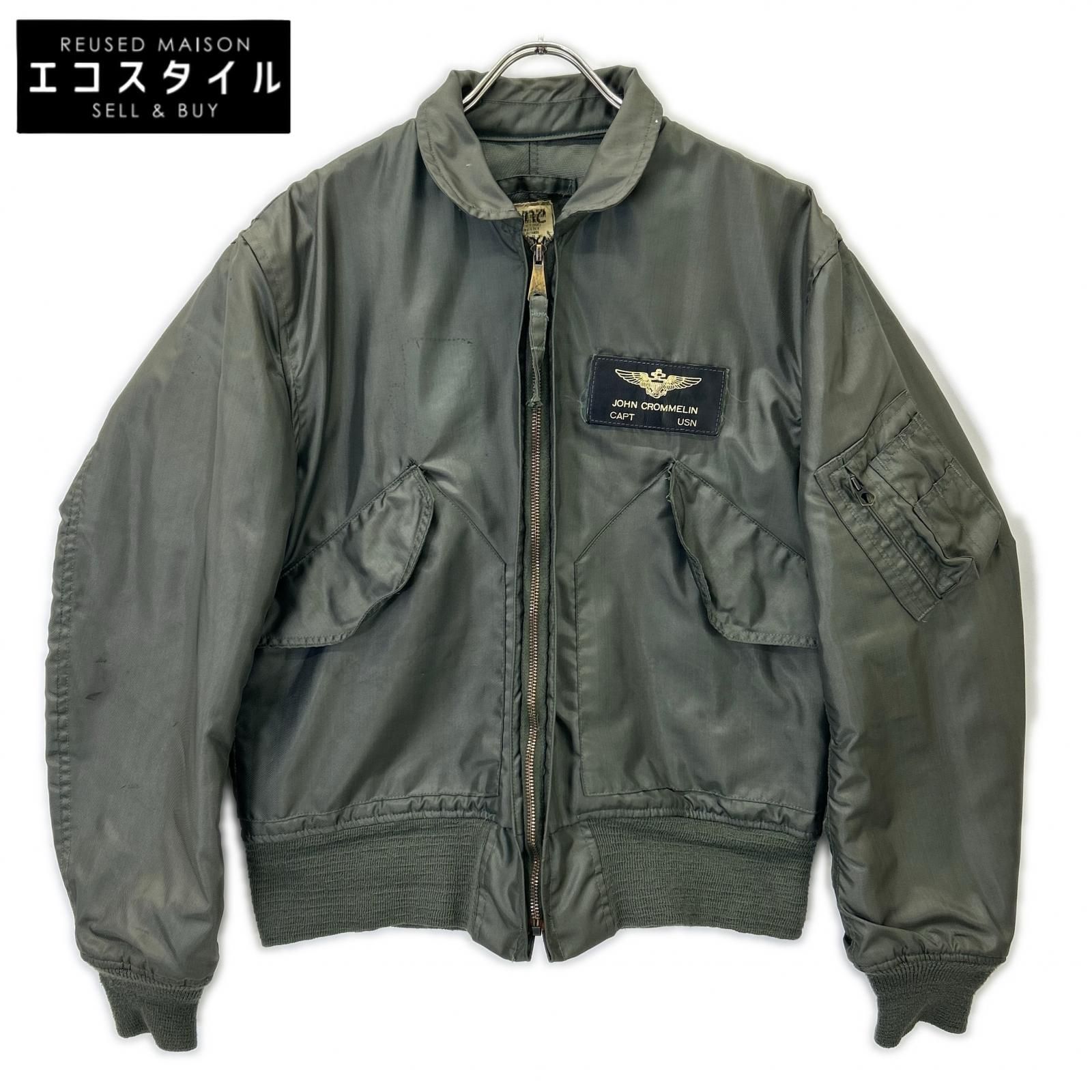 MILITARY　ミリタリー　カーキ 80年製 初期型 パッチ付き CWU-36Pフライトジャケット　MEDIUM