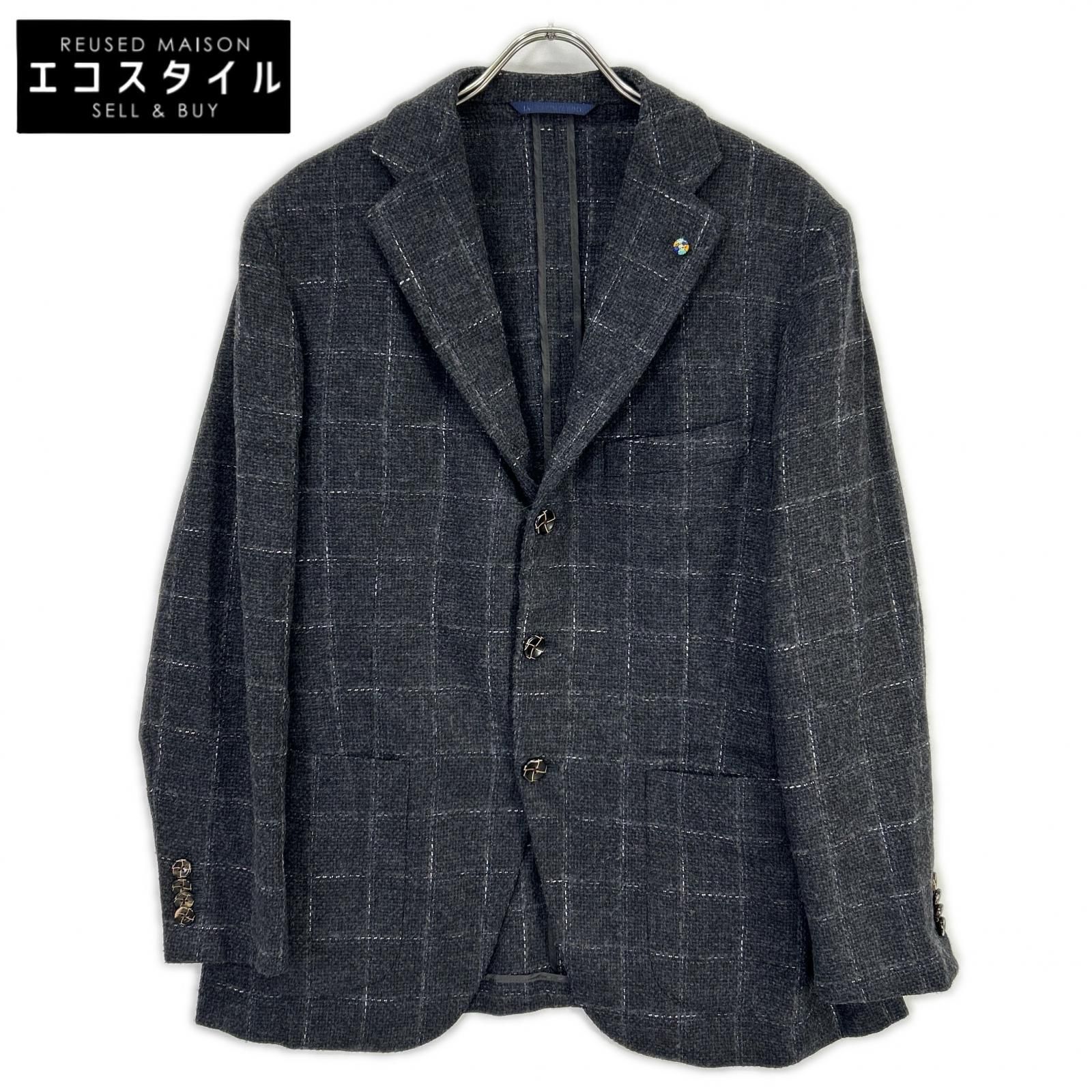 Belvest ベルベスト G10647 グレー ウールコットン チェック JACKET IN 