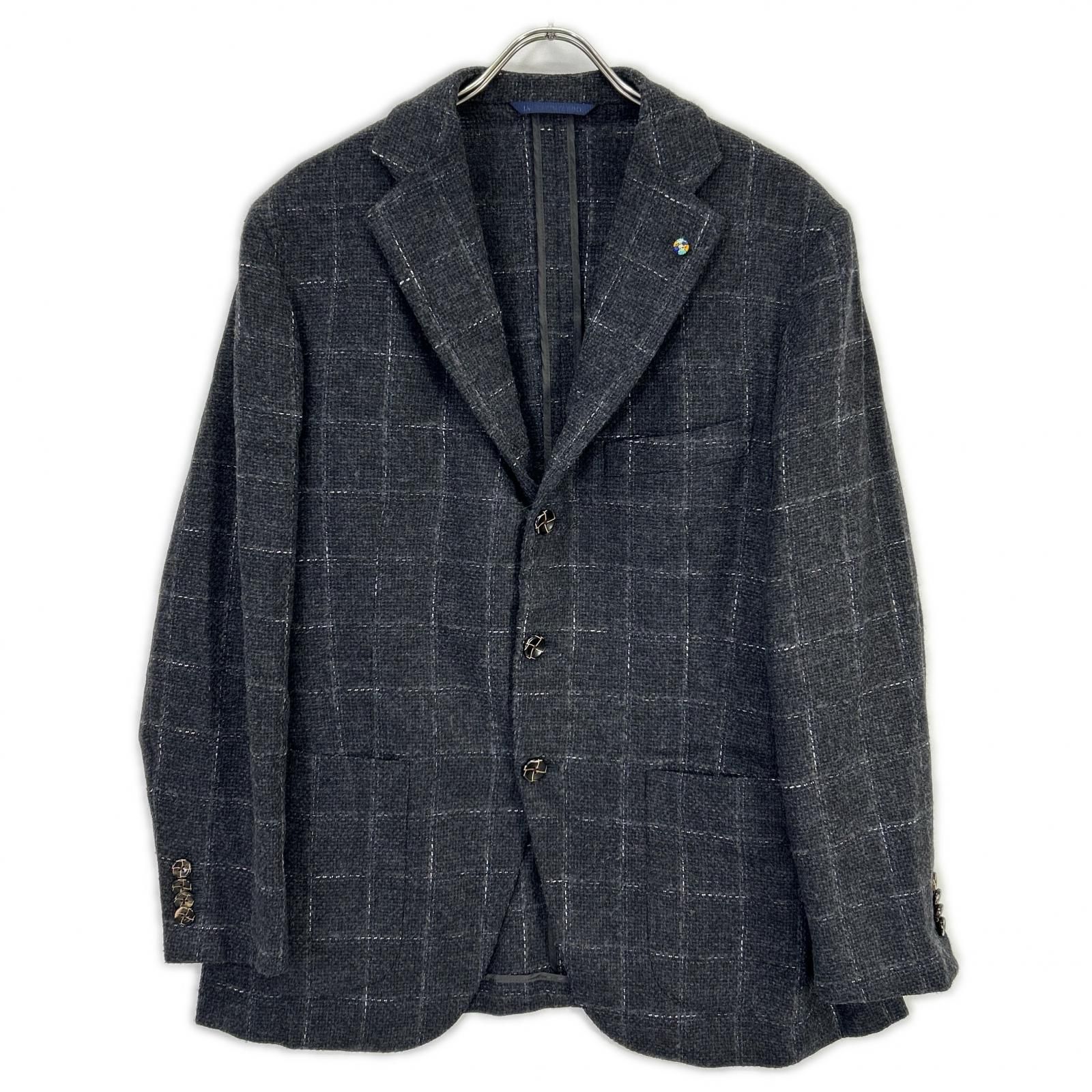 Belvest ベルベスト G10647 グレー ウールコットン チェック JACKET IN