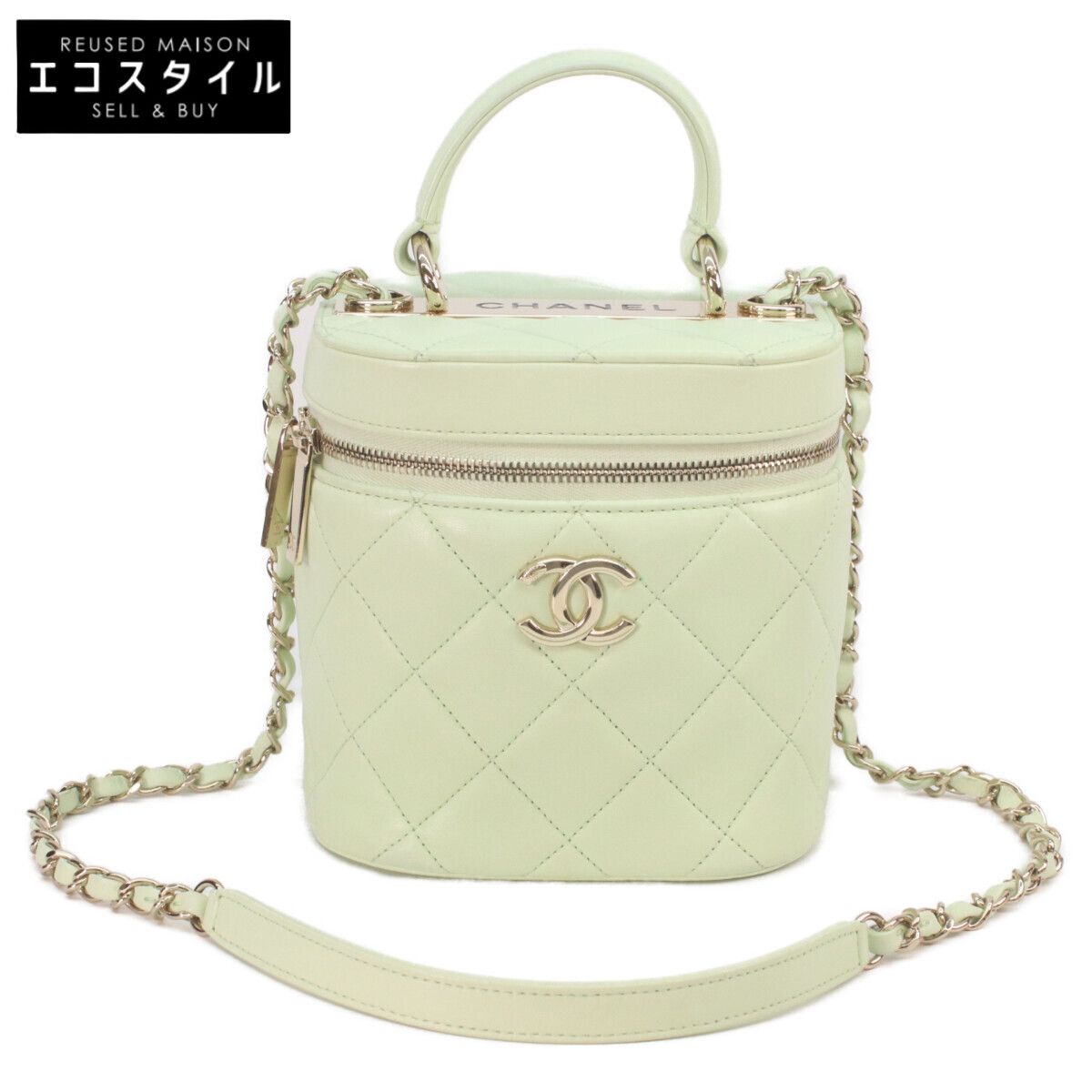 CHANEL　シャネル　AS1626 ライムグリーン ゴールド金具 ラム トレンディCC 2WAYバニティ