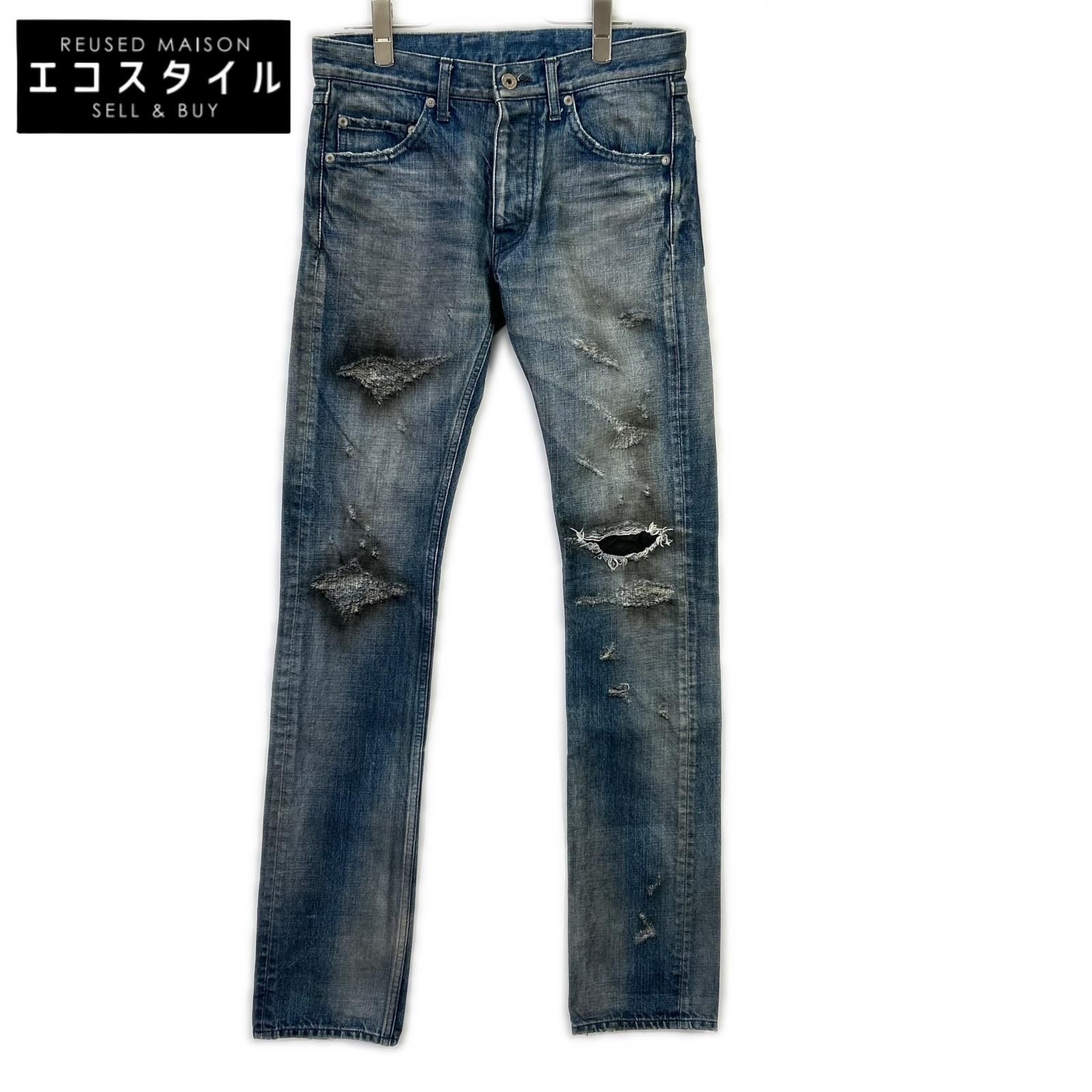 ISAMU KATAYAMA BACKLASH　イサムカタヤマバックラッシュ　ブルー 1308-07 ボタンフライ ダメージ スキニーパンツ　S 11,801円