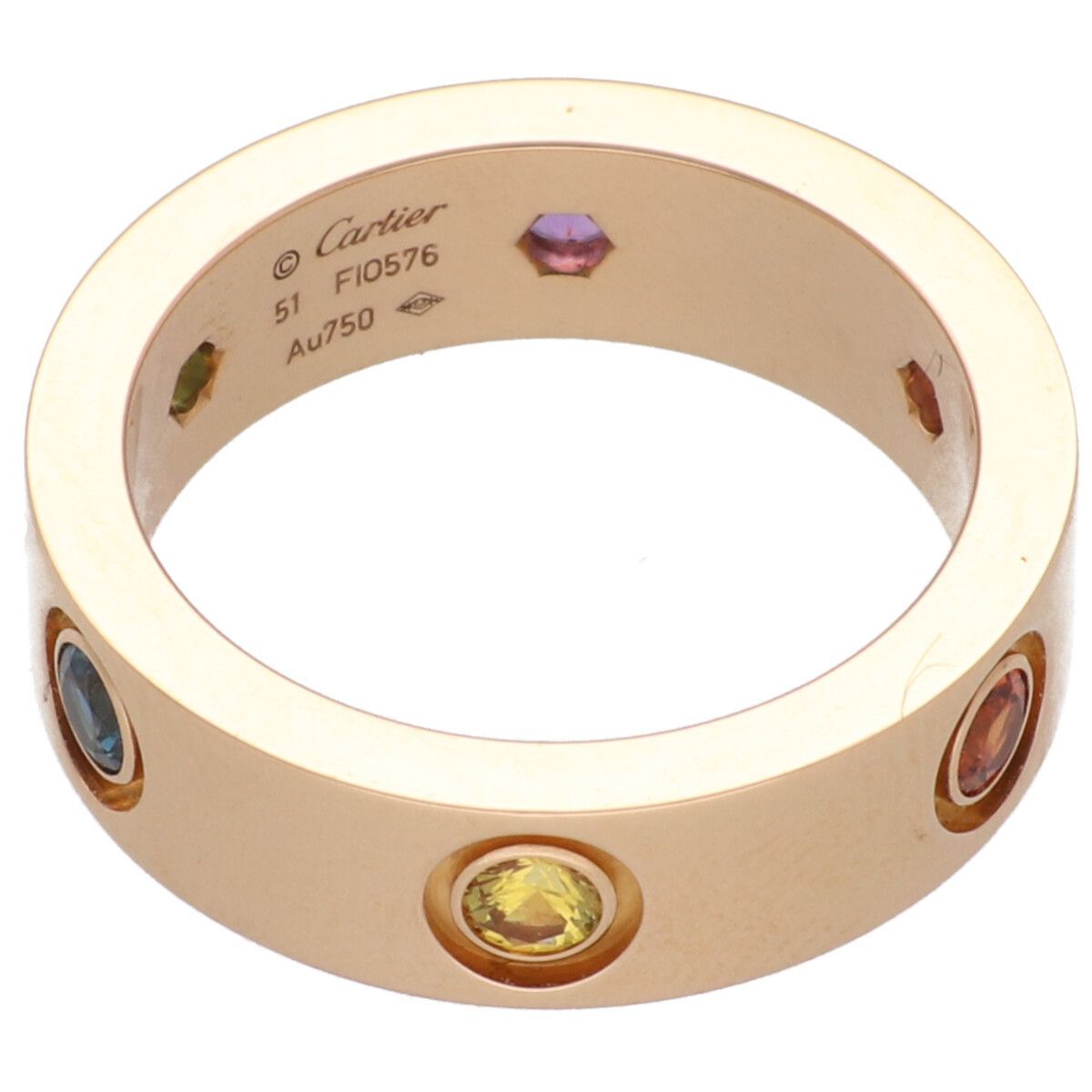 【中古】 Cartier カルティエ B4080300 ラブリング マルチストーンPG 指輪 ジュエリー 51 レディース 22010631 KJ