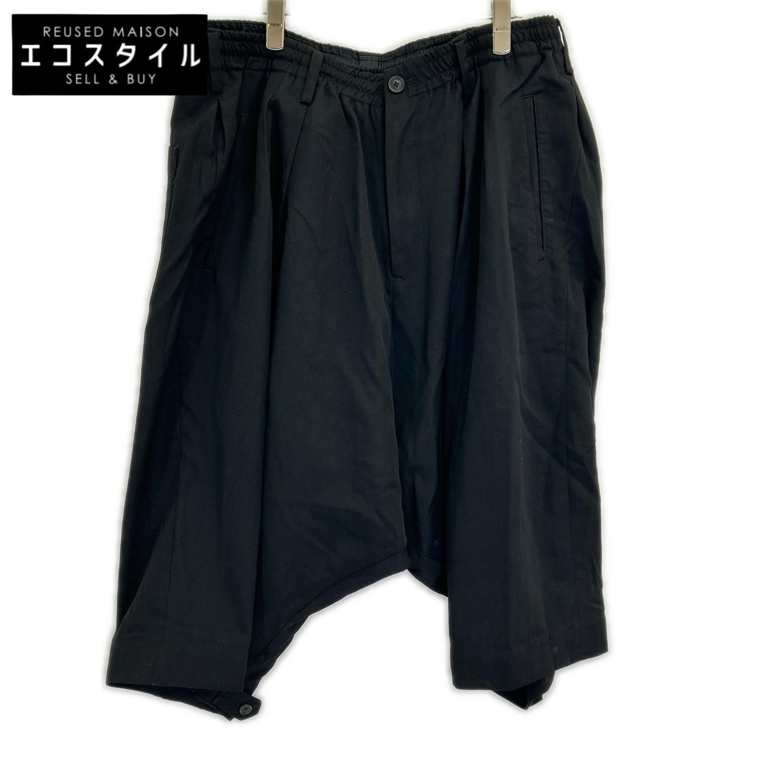 Yohji Yamamoto POUR HOMME　ヨウジヤマモトプールオム　21AW ブラック WOOL GABARDINE ST POCKET SHORTS　2