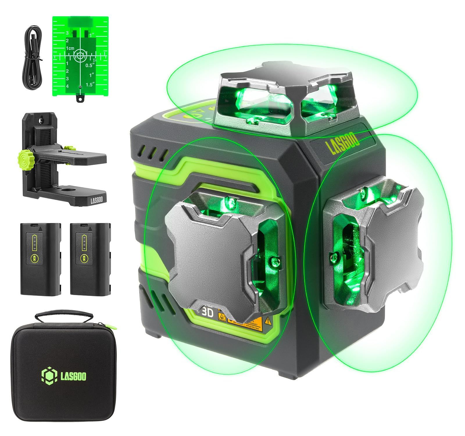 ☆新品☆LasGoo LG-3D レーザー墨出し器、レーザー レベル セルフレベリング、3D グリーン ビーム クロスライン レーザー (3x360°) ビルドとアライメント用、2x 充電式リチウムイオン電池 (最大20時間)、マグネット式リ dac2f652