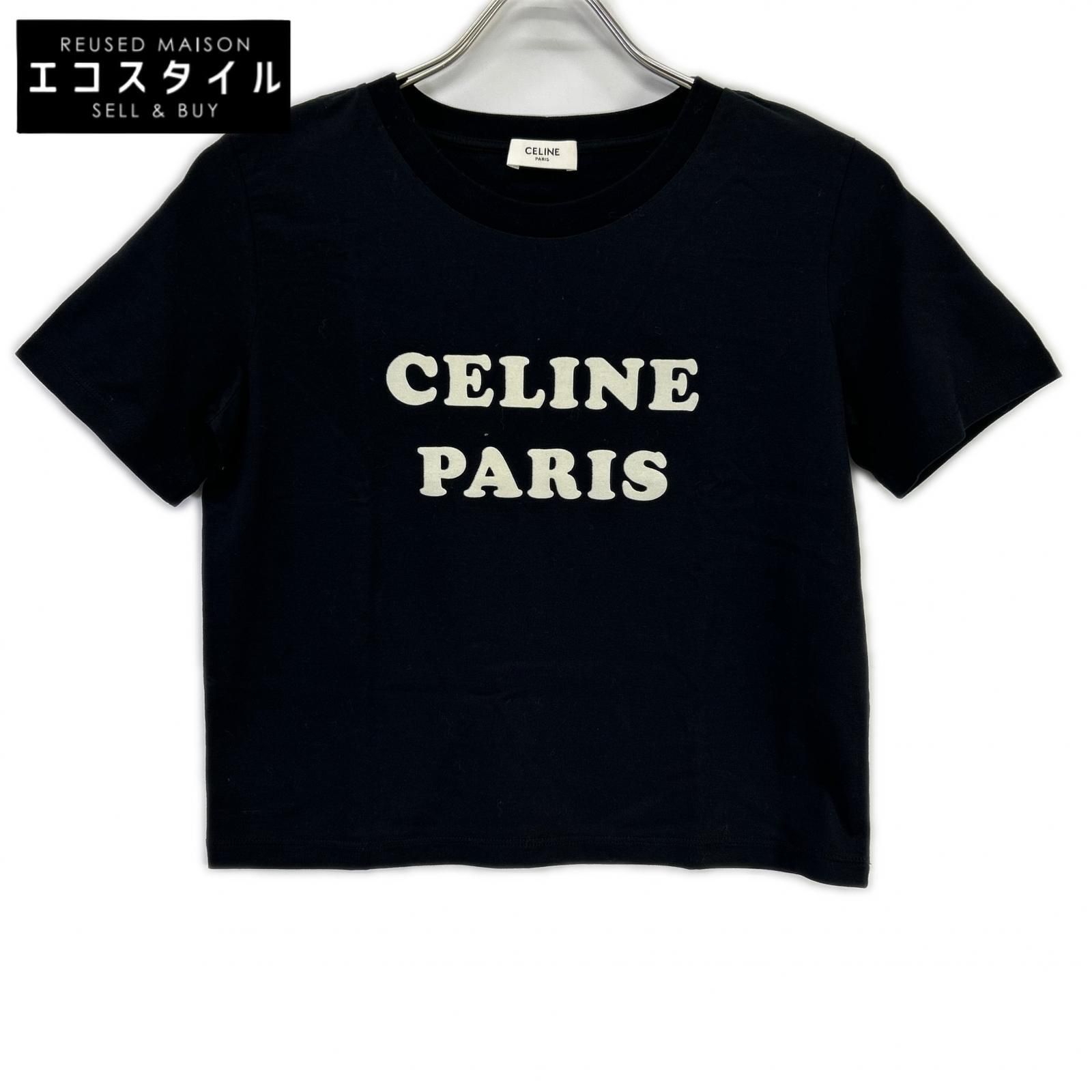 CELINE セリーヌ ブラック 2X885671Q フロッキープリント Tシャツ XS