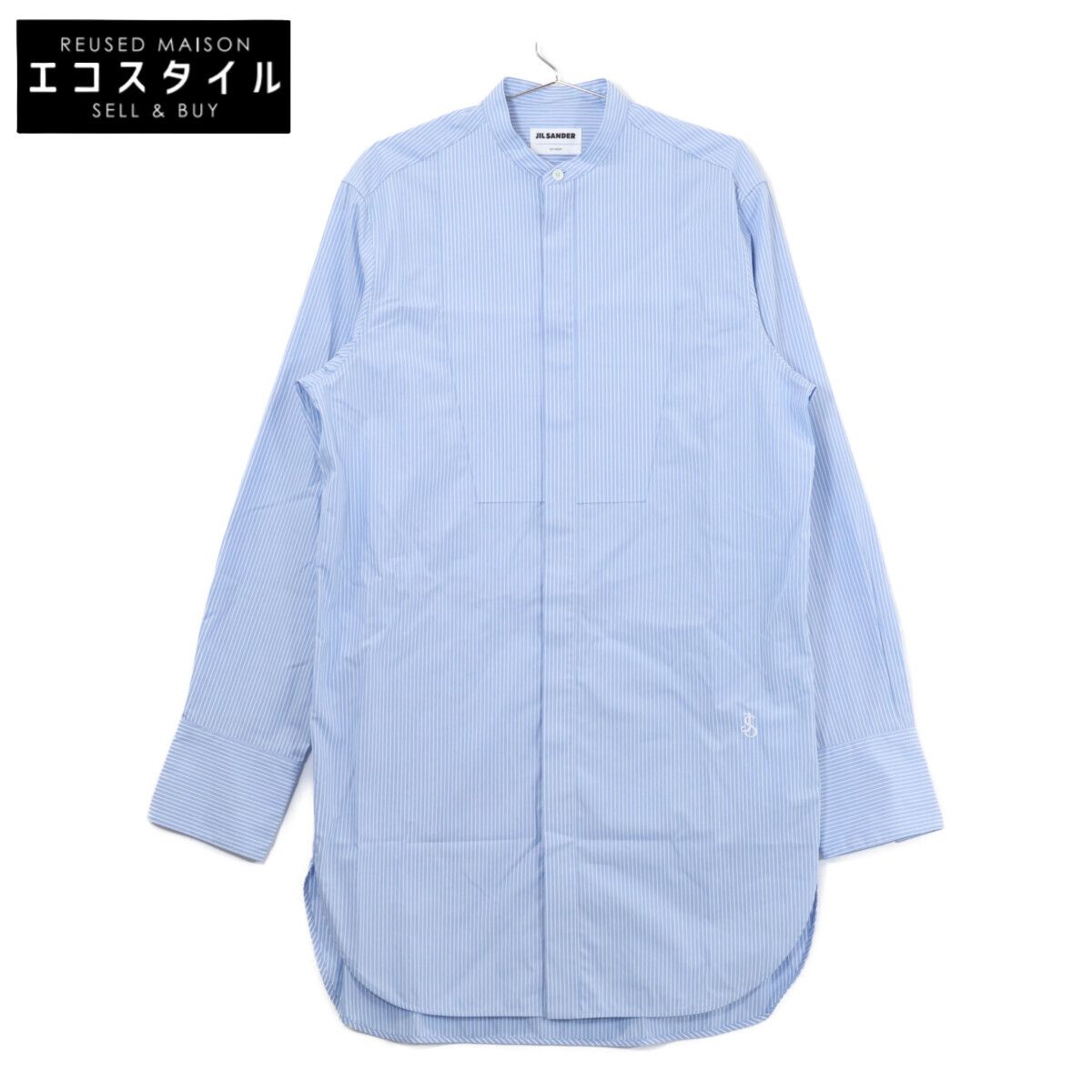 JIL SANDER　ジルサンダー　【新品同様/国内正規】J24DL0107 J45179 ストライプ コットン バンドカラー ロングシャツ　39