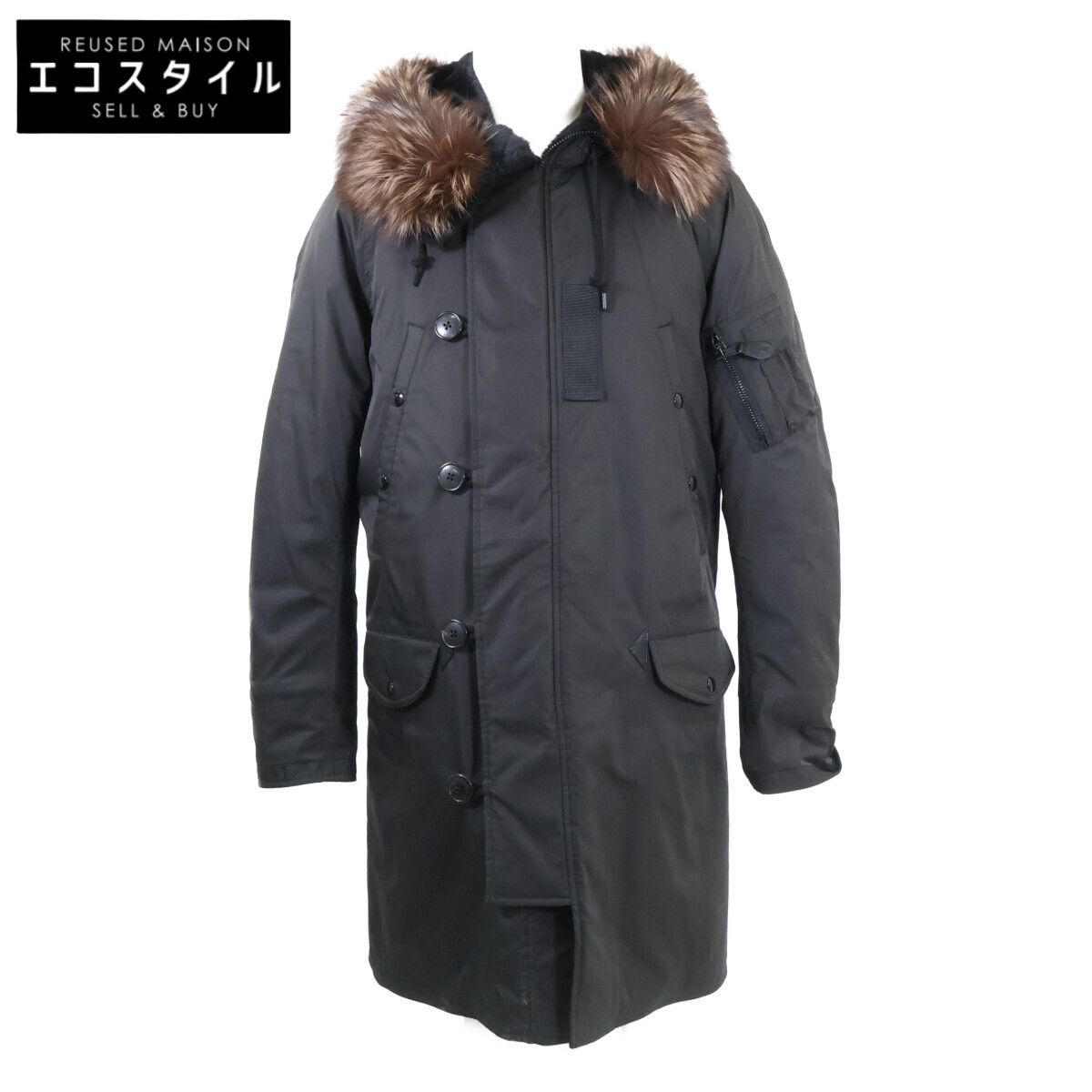 1piu1uguale3　ウノピゥウノウグァーレトレ　ｘ干場義雅【美品】MRC117 BLACK MILITARY N-3B モッズ　V