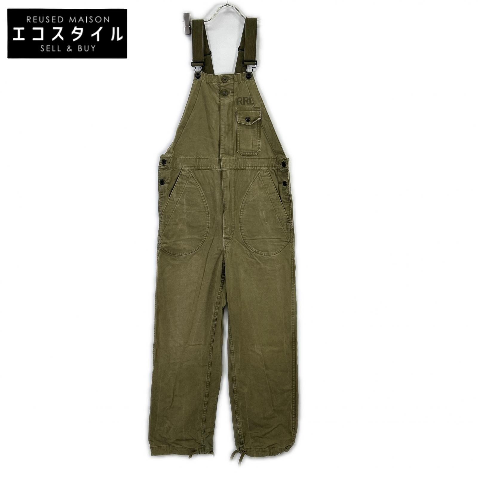RRL　ダブルアールエル　カーキ フロントジップ ミリタリーオーバーオール　S