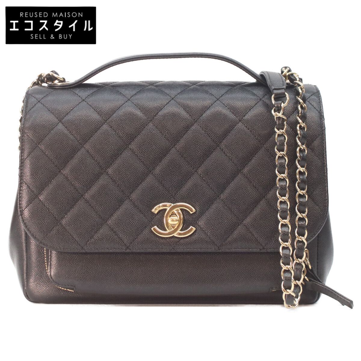 CHANEL シャネル A93607 黒キャビア ゴールド金具 ビジネスアフィニティ 2Wayバッグ