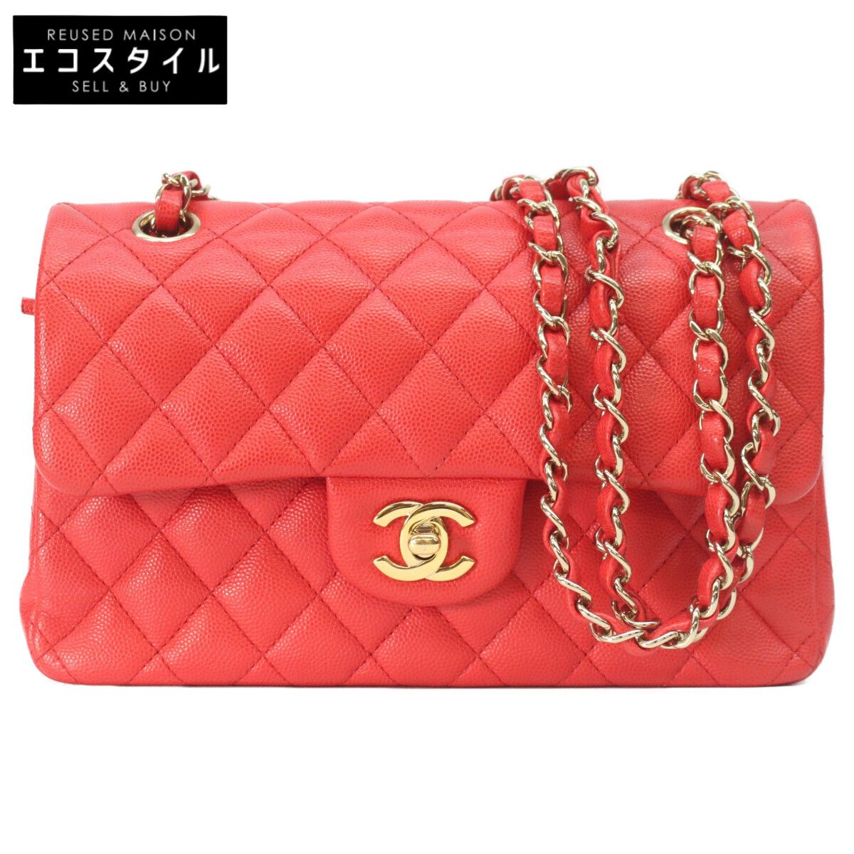 CHANEL シャネル A01113 赤 キャビア ゴールド金具 マトラッセ23