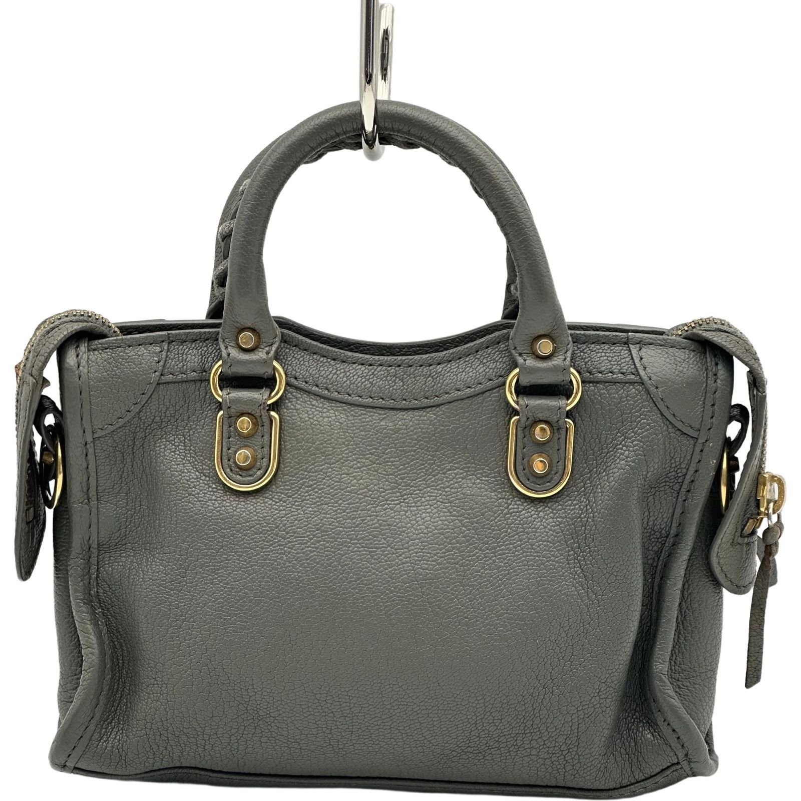 バレンシアガ BALENCIAGA クラシックナノシティ 505982 グレー レザー 