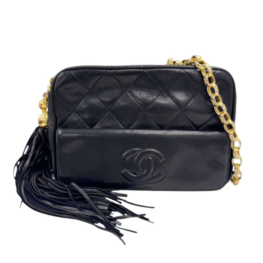 CHANEL シャネル カメラバッグ ラムスキン フリンジ ゴールド金具 8番台 ゴールド金具 ショルダーバッグ レディース お洒落 人気 お出かけ