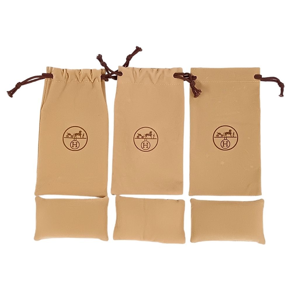 HERMES 時計袋　保存袋　エルメス　ノベルティ　非売品 HERMES エルメス 時計保存袋 ウォッチピロー 3セット ライトブラウン