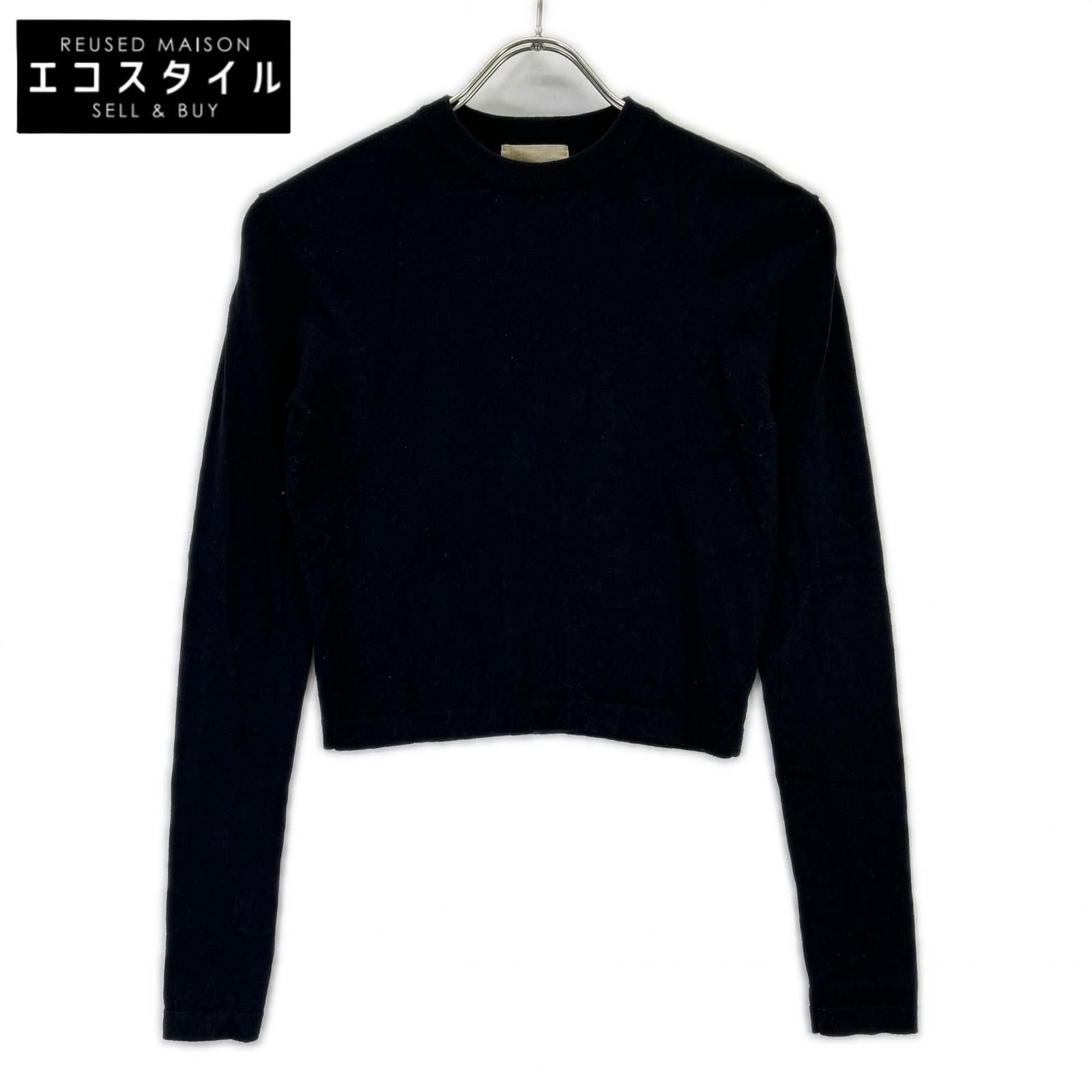 THE SHISHIKUI　シシクイ　1323 ブラック コットン×カシミヤ クロップドニット　F