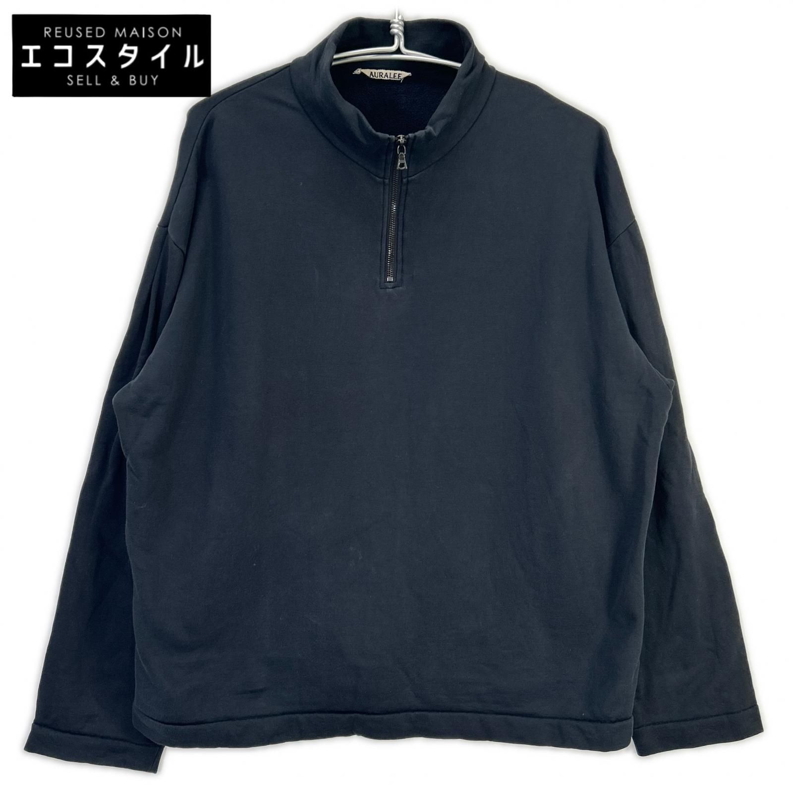 AURALEE　オーラリー　20年製 A20AP01NU ブラック ELASTIC HIGH GAUGE SWEAT HALF ZIP　4