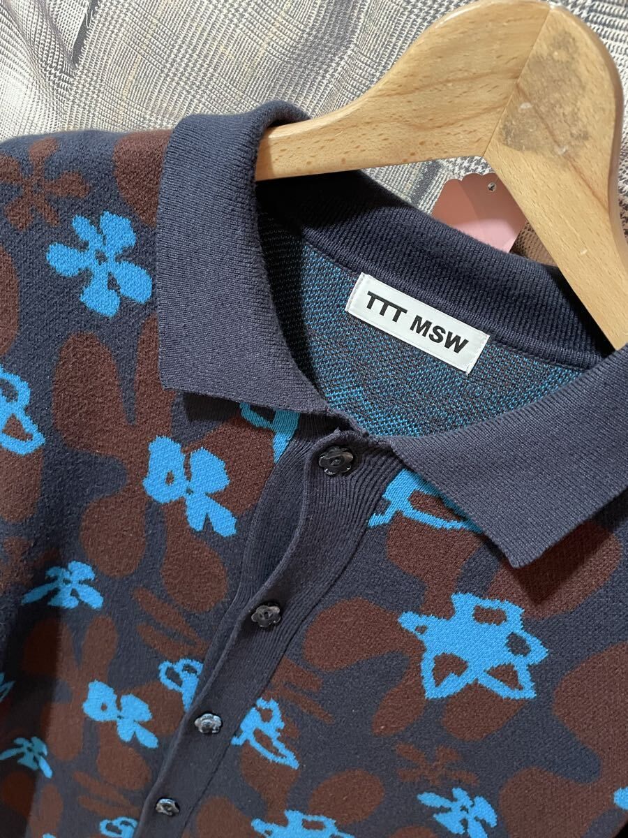 福岡出品 TTT_MSW Flower camo knit polo ティー フラワーカモ