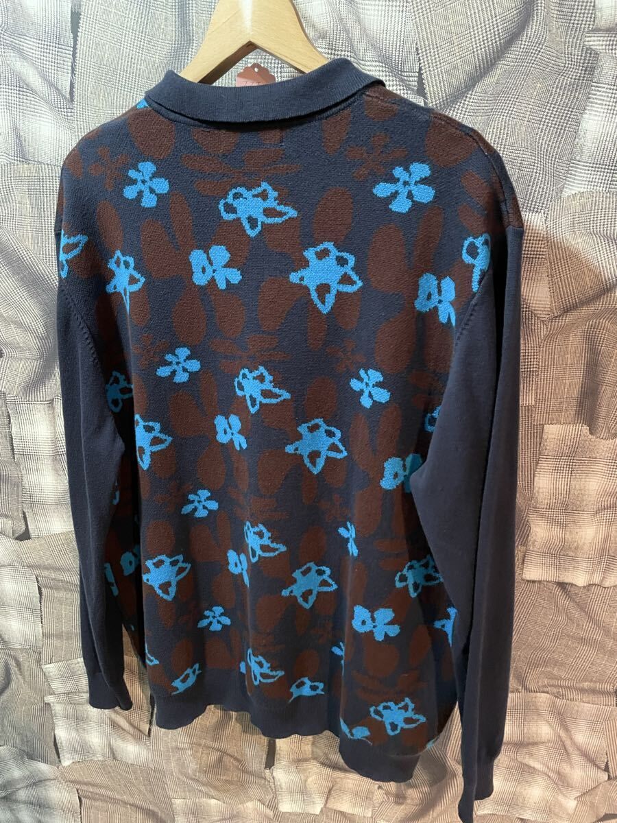 TTT MSW フラワーカモ ニットポロ 緑 M 美品 福岡出品 TTT_MSW Flower camo knit polo ティー フラワーカモ
