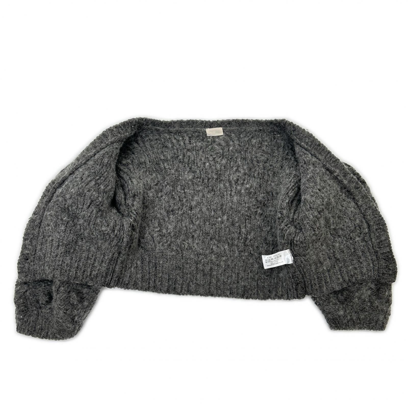 美品　cygne 手編み　ポンポン　カーディガン Florent ニット♡ cygne シーニュ グレー ウールニット Florent 手編みポンポン