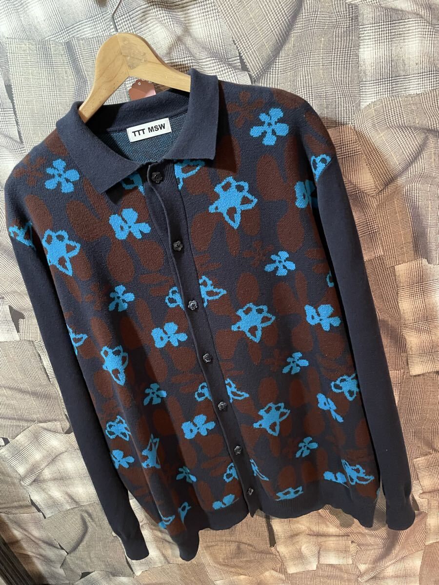 トップス TTT MSW 23ss Flower camo knit polo 福岡出品 TTT_MSW Flower camo knit polo ティー フラワーカモ