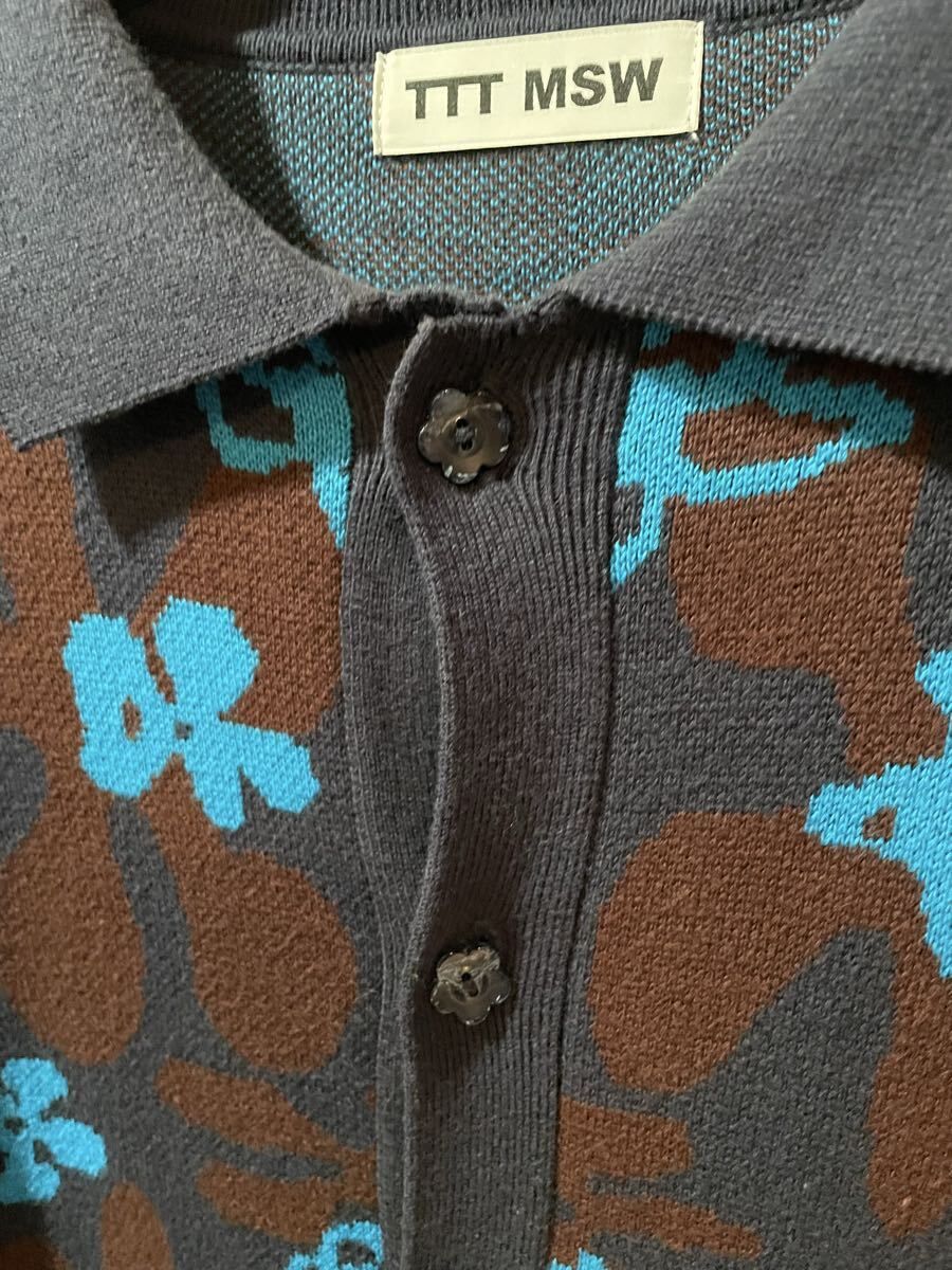 福岡出品 TTT_MSW Flower camo knit polo ティー フラワーカモ