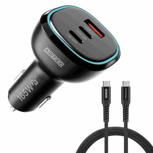 アドテック シガーソケット PD3.1 車載充電器 165W 3ポート 【USB-Cｘ2+USB-A】【長い2ｍケーブル/100W/eMarker】Type-Cケーブル付属 カーチャージャー シガー PD QC iPhone 17 Air P 0097620a