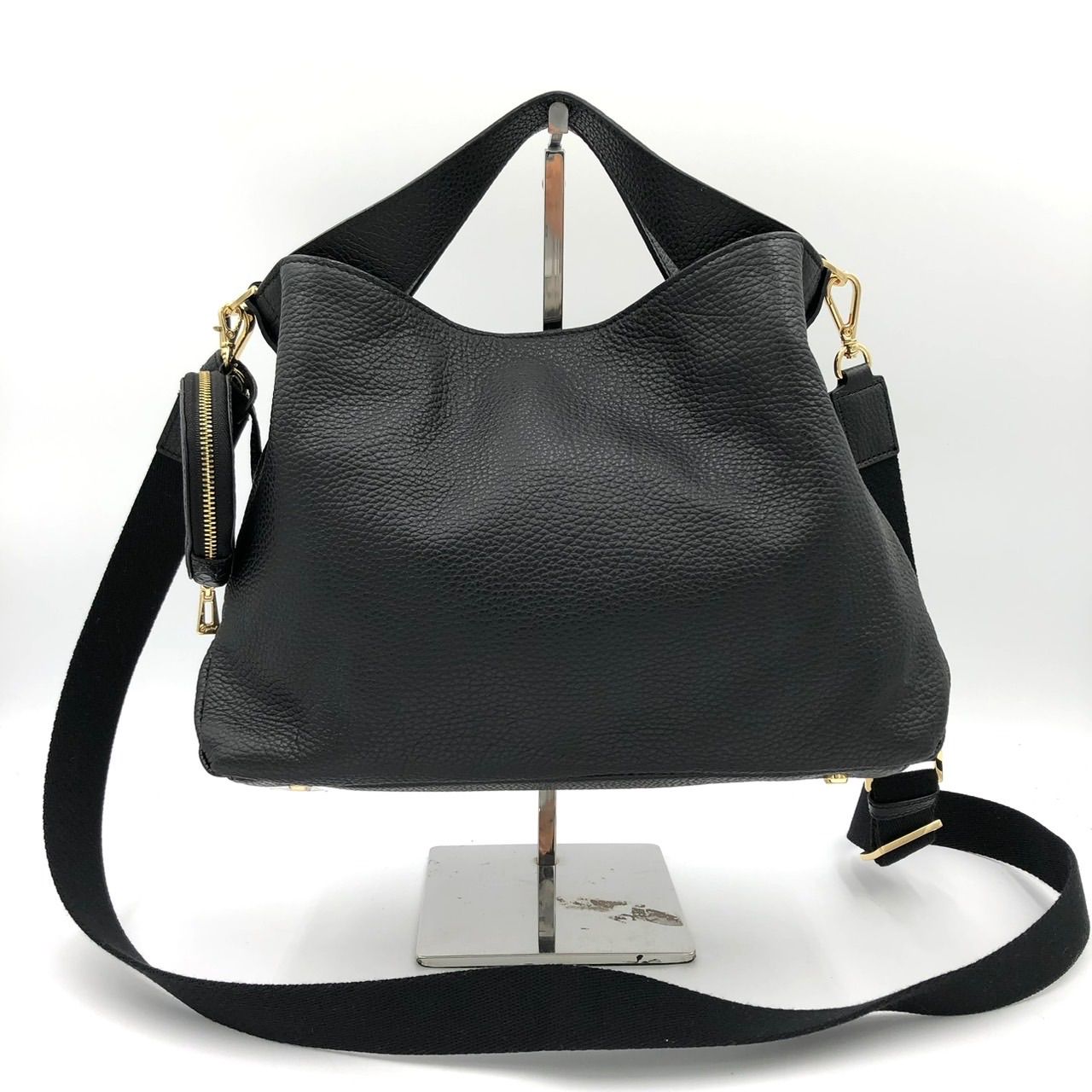美品】レザージュエルズ 2way ショルダーバッグ ハンドバッグ 黒 