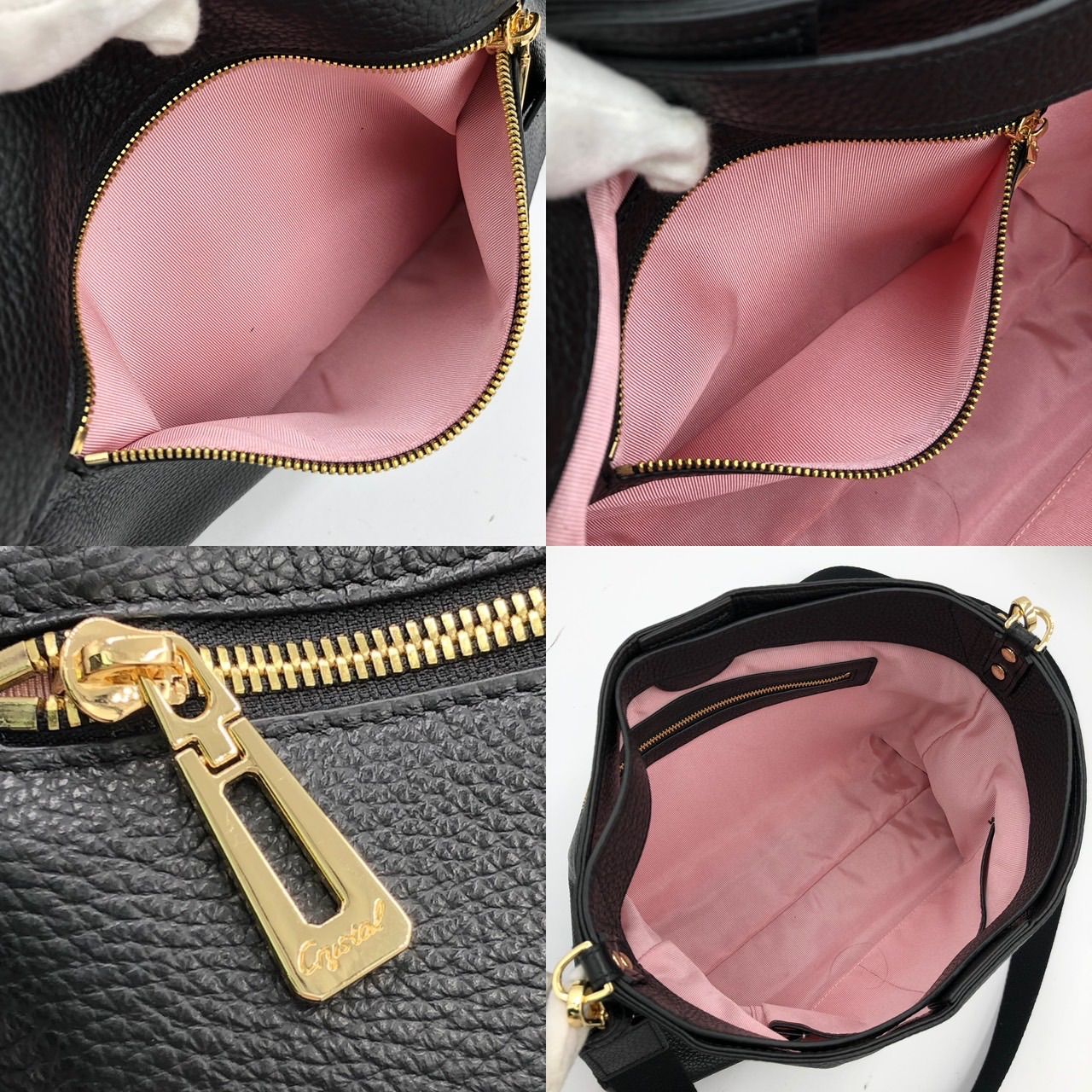 美品】レザージュエルズ 2way ショルダーバッグ ハンドバッグ 黒 