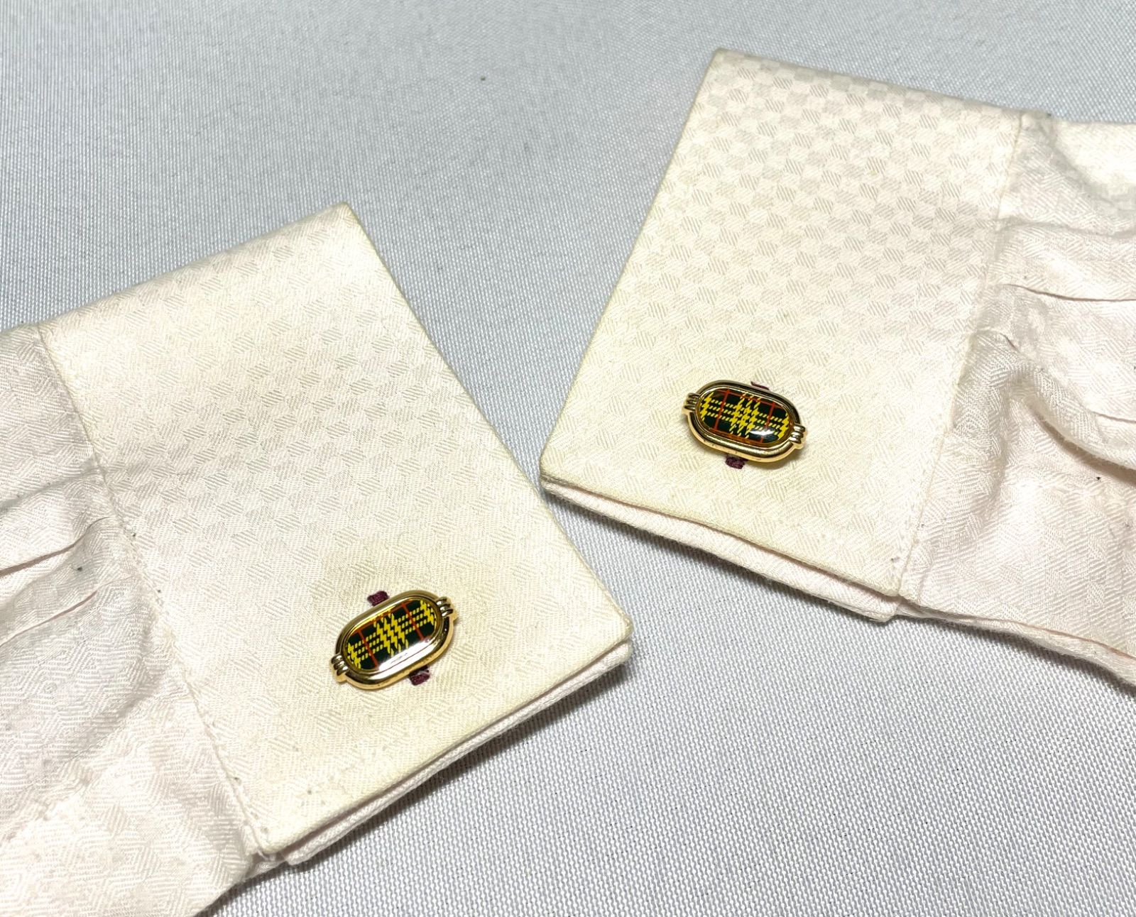 美品 Burberry バーバリー チェックライン カフス ネクタイピン セット
