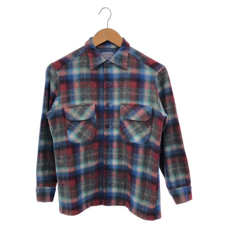 中古】70s PENDLETON ネルシャツ サイズM ブルー/レッド ビンテージ
