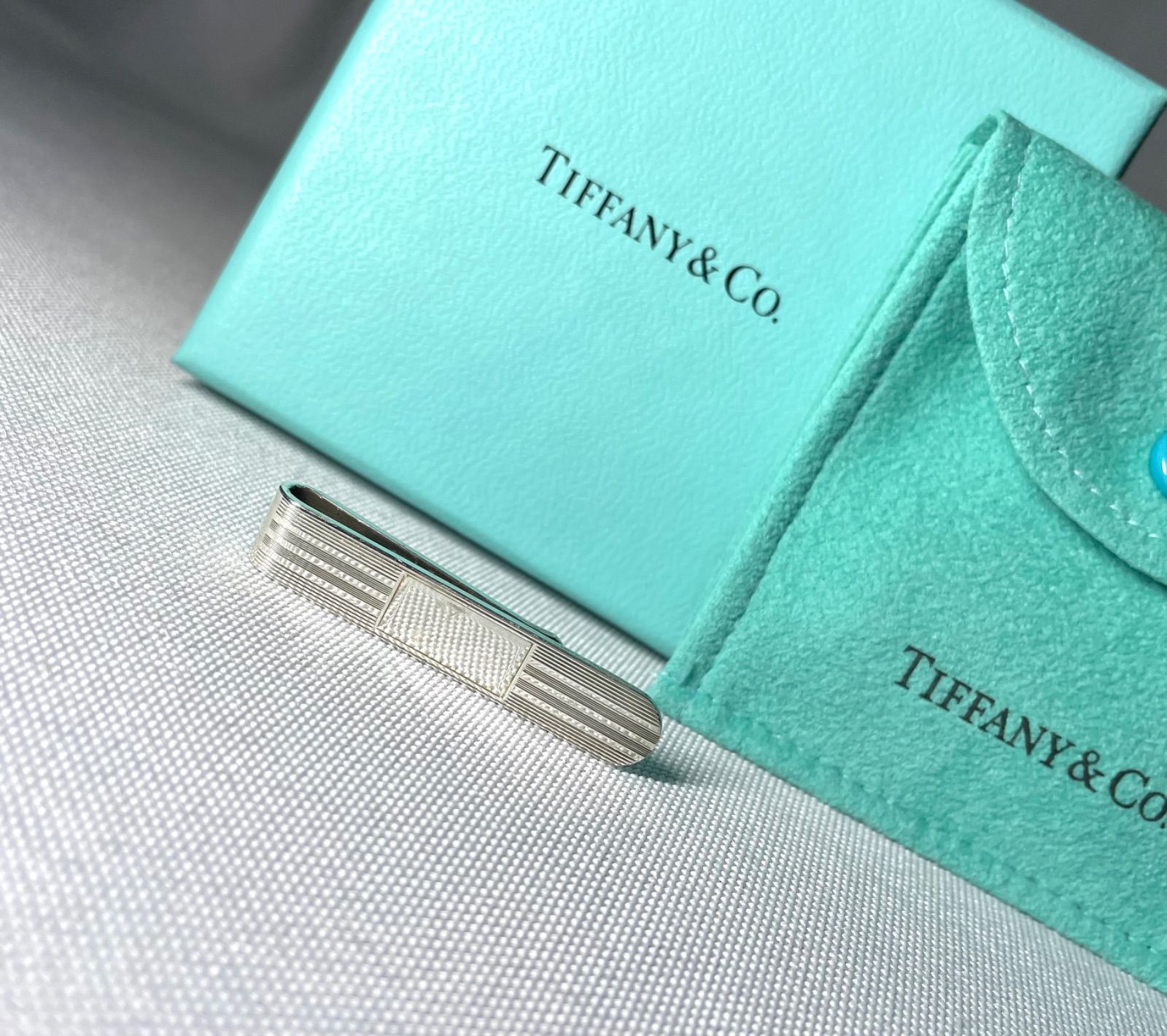 廃盤 TIFFANY ティファニー 鏡面スターリングシルバー ストライプライン ショートサイズ ネクタイピン タイピン タイバー SV925 付属有 13,860円