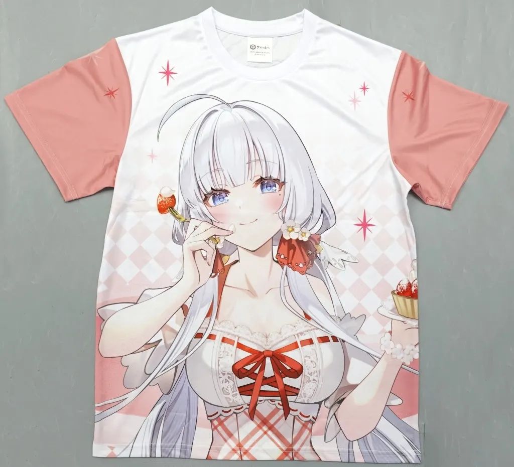 【中古】Tシャツ イラストリアス ストロベリーフェアテーマ フルグラフィックTシャツ ホワイト フリーサイズ 「アズールレーン」 Yostar OFFICIAL SHOP JR秋葉原駅店グッズ