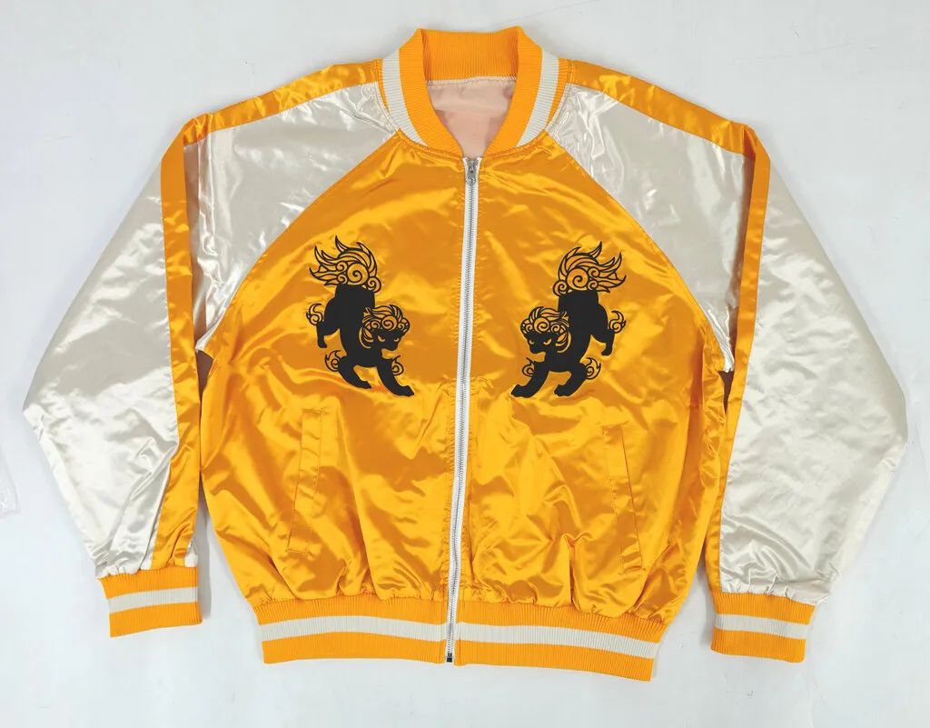【中古】コスプレ衣装 獅子頭連 スカジャン イエロー×ホワイト フリーサイズ 「WIND BREAKER 5th ANNIVERSARY EXHIBITION」