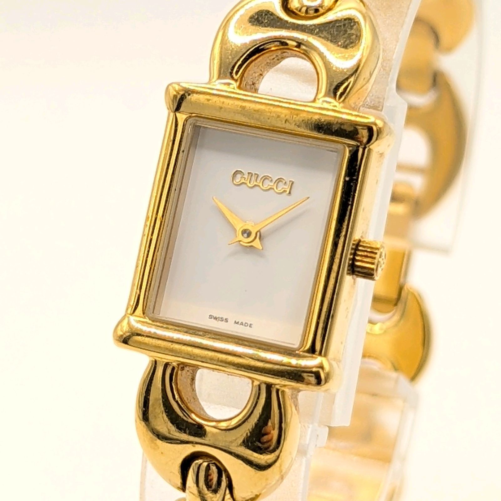 GUCCI 1800L Change belt Watch Ladies Quartz Square Gold Y2K 00