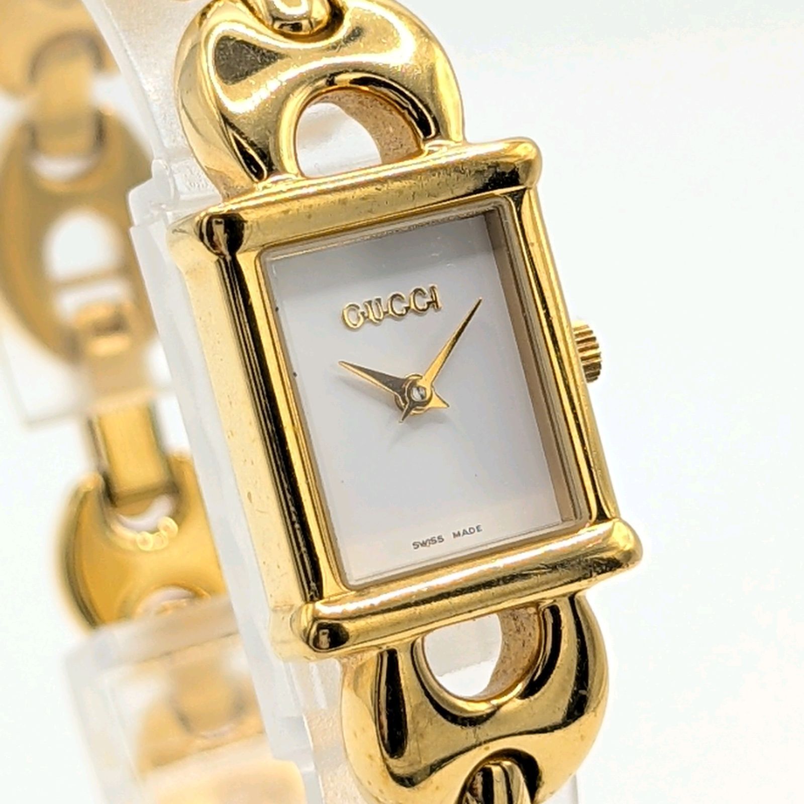 GUCCI 1800L ゴールド チェンジベルト 腕時計 GUCCI 1800L Change belt Watch Ladies Quartz Square Gold Y2K 00