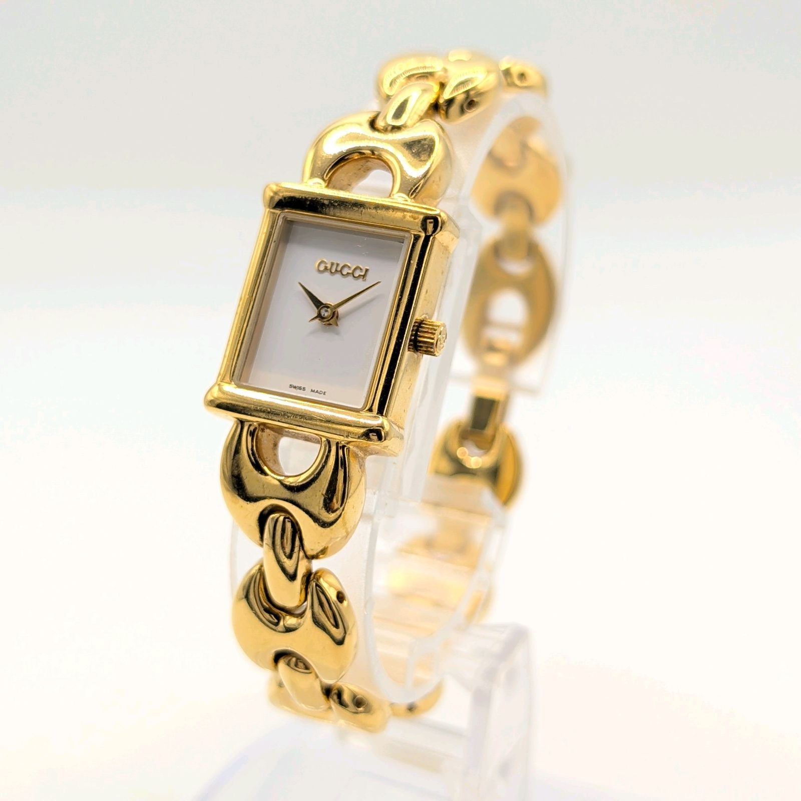 GUCCI 1800L Change belt Watch Ladies Quartz Square Gold Y2K 00